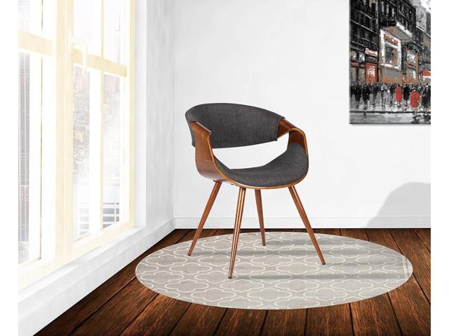 Armen Living Butterfly Mid-Century Dining Chair in Walnut Finish and Charcoal Fabric