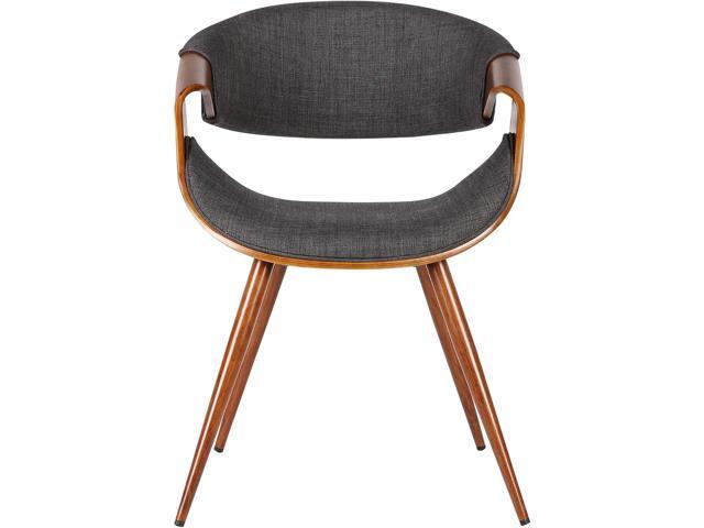 Armen Living Butterfly Mid-Century Dining Chair in Walnut Finish and Charcoal Fabric