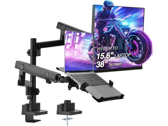 AVLT Laptop & 38 Inch Monitor Arm Pole Top Mount-Black, Supports 26.4 lbs (12 kg), Stacked Monitor, VESA Compatible, Ultrawide Screen Fit,...