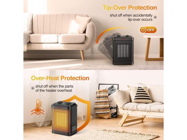 Space Heater for Indoor Use, 1500W PTC Ceramic Heater with Thermostat, Small Space Heater 2S Rapid Heating, 3 Modes, Electric Portable Heater with...