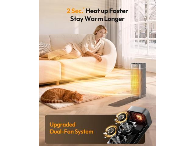 Gaiatop Space Heaters for Indoor Use, Portable Electric Heater with Thermostat, 1500W PTC Ceramic Room Heater with Remote, 5 Modes, 60°...