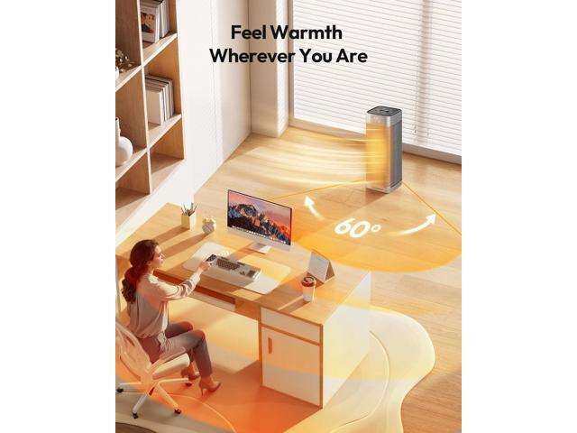 Gaiatop Space Heaters for Indoor Use, Portable Electric Heater with Thermostat, 1500W PTC Ceramic Room Heater with Remote, 5 Modes, 60°...
