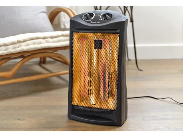 Comfort Zone Space Heaters for Indoor Use, Portable Electric Heater, Adjustable Thermostat, Infrared Heat, Quartz Tower Space Heater with 2 Heat...