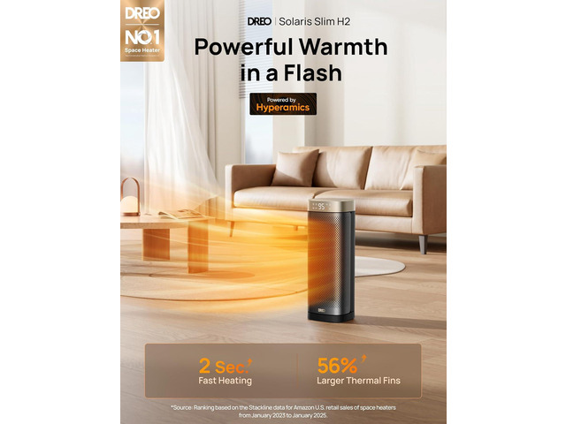 DREO Space Heaters for Indoor Use Large Room, 70 ° Oscillation, Fast Heating Ceramic Electric with Digital Thermostat, Remote Control, 1-12H Timer,...