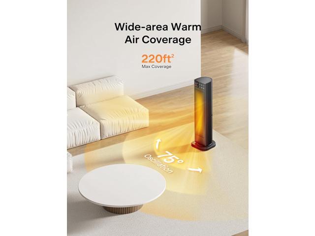 PELONIS Oscillating Ceramic Tower Indoor Space Heater for Home with Oscillation, Programmable Thermostat & ECO Mode, 12H Timer & Remote Control,...