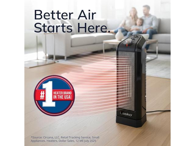Lasko Oscillating Ceramic Space Heater for Home with Overheat Protection, Thermostat, and 3 Speeds, 15.7 Inches, Black, 1500W, CT16450, Small, 4...