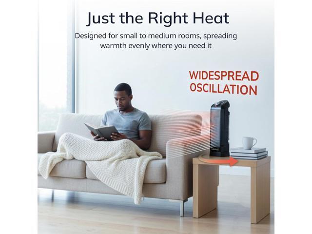 Lasko Oscillating Ceramic Space Heater for Home with Overheat Protection, Thermostat, and 3 Speeds, 15.7 Inches, Black, 1500W, CT16450, Small, 4...