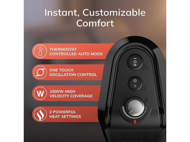 Lasko Oscillating Ceramic Space Heater for Home with Overheat Protection, Thermostat, and 3 Speeds, 15.7 Inches, Black, 1500W, CT16450, Small, 4...