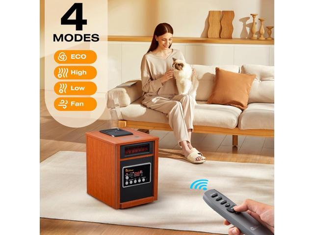 Dr Infrared Heater DR-998, 1500W, Space Heater with Humidifier, Oscillation Fan & Remote Control (Cherry)