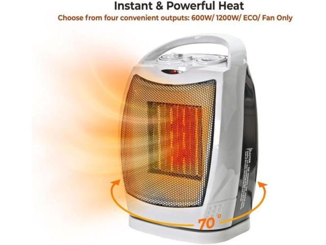 Comfort Zone Oscillating Indoor Space Heater, Portable, Ceramic, Electric, Energy-Efficient, Adjustable Thermostat, Tip-Over Switch, Overheat...
