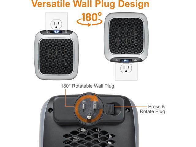 Ontel Handy Heater Turbo Wall Outlet Plug In Heater Portable Indoor Ceramic Space Heater w/Adjustable Thermostat, 12-Hour Timer, Auto Shut Off,...