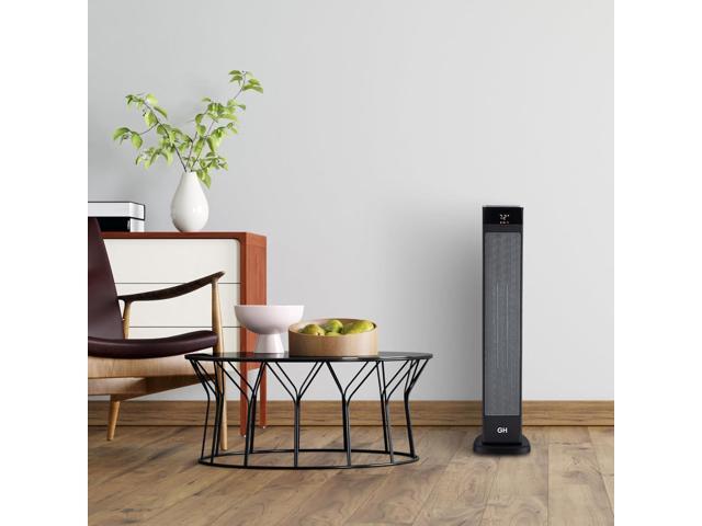 Good Housekeeping Oscillating Ceramic Tower Space Heater with Remote, 30', Black
