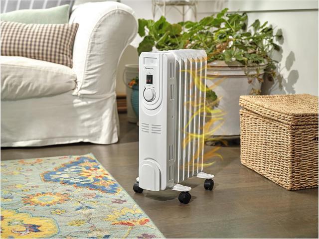 Comfort Zone Electric Oil-Filled Radiant Radiator Space Heater, Never Refill, Adjustable Thermostat, Tip-Over Switch & Overheat Protection System,...