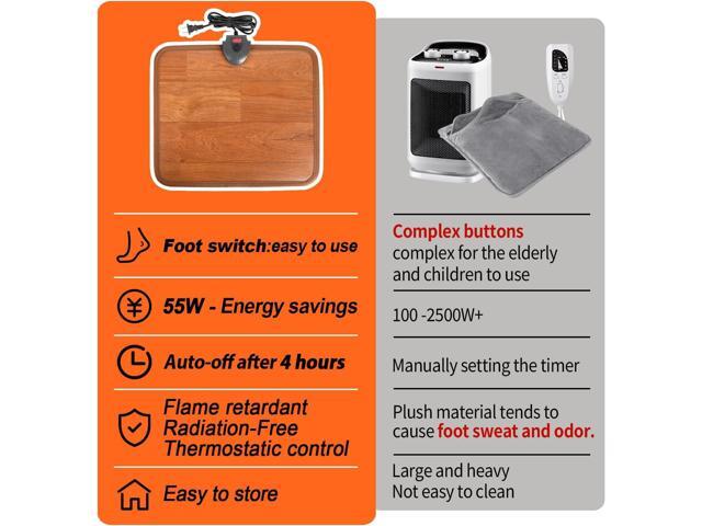 Heated Floor Mat Under Desk for Foot Warmer - Wider 110V Adjustable Temperature Electric Space Heaters Heating Pad - Carbon Crystal & Energy Saving...