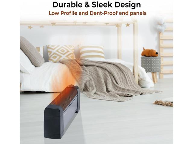 Comfort Zone 1500W Convection Baseboard Heater with Built-In Thermostat, Overheat & Tip-Over Protection, Dent-Proof Ends, Plug-In Portable, Ideal...