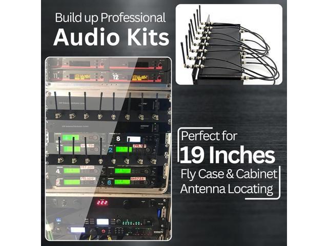 Universal 8-Port Antenna Distribution System for Wireless Microphone Receivers Installing on 1U 19' Audio Rack Mount Kit