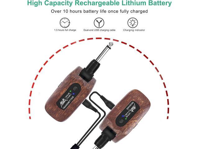 AKLOT Wireless Guitar System Transmitter Receiver Set 5.8G Hz Built-in Rechargeable Lithium Battery Digital for Electric Guitar Bass (5.8GHz)
