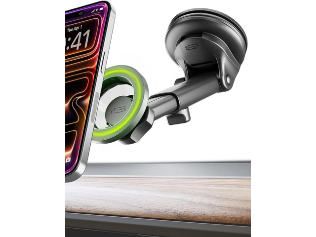 Bracketron MagSafe Car Mount,MagAlign Pro Extend Magnetic Phone Holder for Car Windshield & Dashboard, 360° Vacuum Suction Cup Phone Mount for...