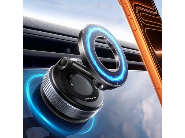 MRGLAS 2026 Upgraded Phone Holders for Your Car, Magsafe Car Mount Ultra Magnetic, 360° Adjustable Vacuum Suction Car Phone Mount, Car Truck...