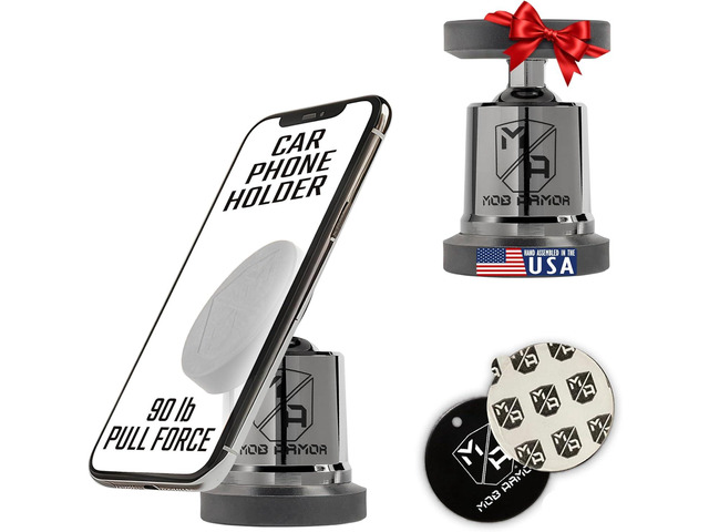 Mob Armor MobNetic Maxx - USA Assembled Magnetic Phone Holder for Car, Magnetic Car Phone Mount, 90-Degree Tilt, 360-Degree Rotation, Aluminum...