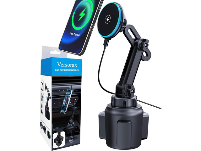 Magnetic Cup Phone Holder Car Wireless Charger for MagSafe, 15W Fast Charging Car Mount Stand for iPhone 16 Pro Max/15/14/13/12, Cupholder...