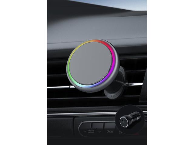 Qi2-Certified 15W The Mount Magsafe Compatible Car Mount Charger, Full Aluminum Body Air Vent Clip and 15W Adapter Included for iPhone...