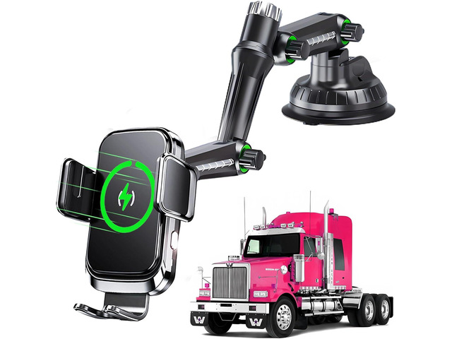 Wireless car Charger Phone Holder Mount for Truck,10-inch Long arm Pickup Truck Phone Holder Qi2 15W Fast Charging Heavy Duty Truck and Large SUV...