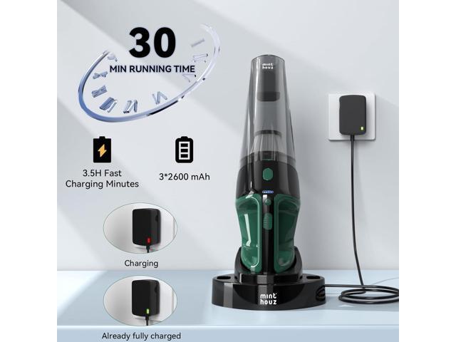 Minthouz Handheld Vacuum Cordless, Strong Suction Car Vacuum Cleaner with LED Light, Long Runtime Hand Vacuum Cordless Rechargeable, Hand Held Vac...