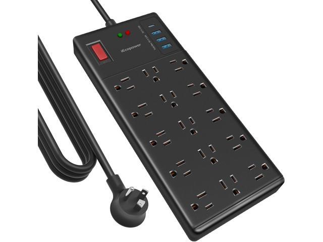 Surge Protector Power Strip 10 ft cord-15 Widely Spaced Outlets and 4 USB Ports(1 USB C Port),14 AWG Extension Cord,1875W/15A Heavy Duty Power...