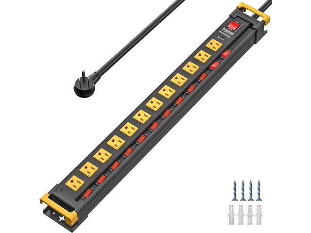12 Outlet Long Heavy Duty Power Strip with Individual Switches,3300J Surge Protector Metal Power Strip,Wide Spaced,6Ft Cord Managment for...