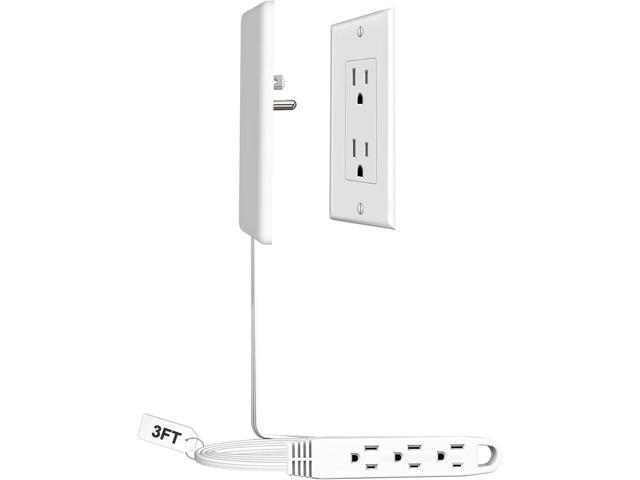 CABOCASA 3FT Ultra Flat Plug Extension Cord Power Strip with 3 Outlets, Patented Detachable Ultra-Thin Outlet Cover Concealer & Ultra-Flat Plug,...