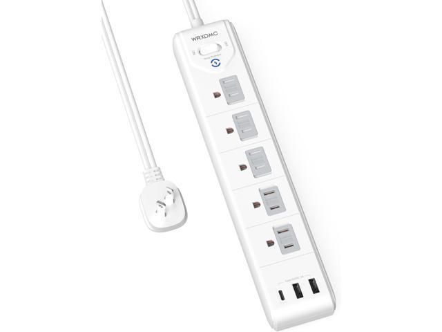 2 Prong Power Strip, WRXDMC 2 Prong to 3 Prong Outlet Adapter, 5ft Extension Cord with Polarized Plug, 1680J Surge Protector, 5 AC Outlets & 3 USB,...