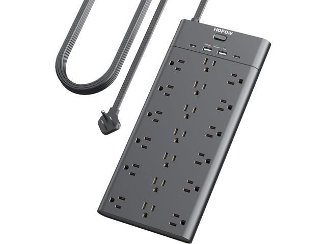 Power Strip Surge Protector with 19 Outlets and 4 USB Ports, HOPOW 10 Ft Flat Plug Heavy Duty Extension Cord, 1875W, 2100J Surge Protection, Wall...