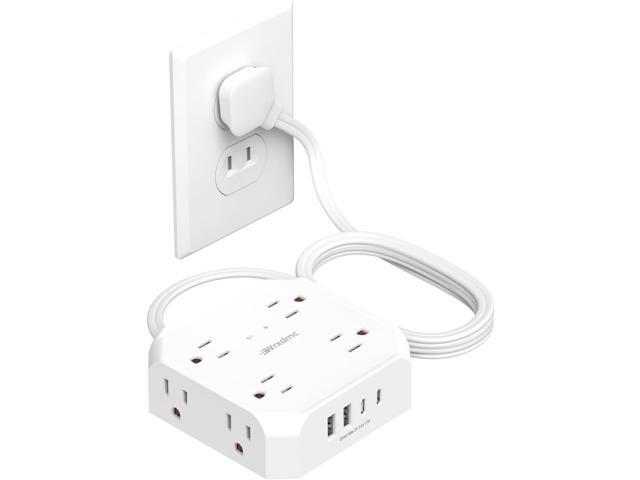 2 Prong Power Strip, WRXDMC 2 Prong to 3 Prong Outlet Adapter, 1400J Two Prong Surge Protector, 5ft Extension Cord, 8 AC Outlets with 2 USB C Port...