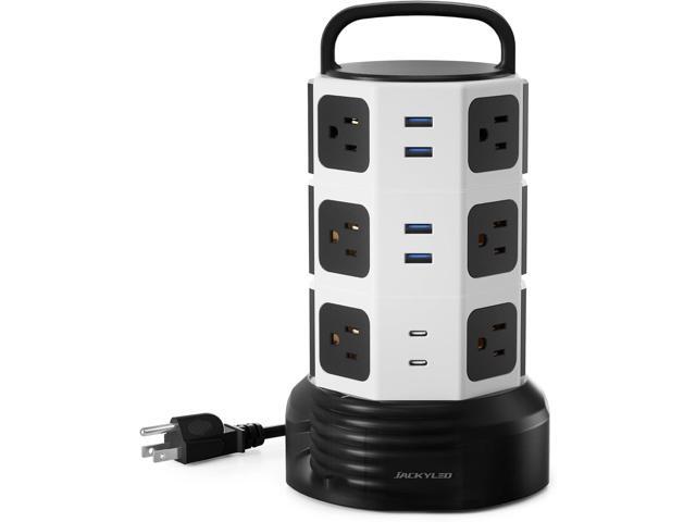 Power Strip Tower Surge Protector, JACKYLED 12 Outlets 6 USB (2 USB C) Charging Station, Extension Cord with Multiple Outlets, 1050J 1625W/13A...