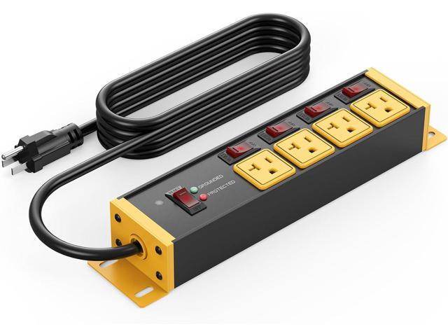 CCCEI Heavy Duty Surge Protector Power Strip 20 Amp Individual Switches. 6FT 12 Gauge Extension Cord with Multiple Outlets. Kitchen, Garage, Shop,...