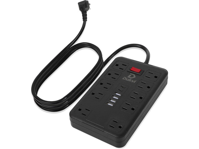 Surge Protector Power Strip with 10 Widely-Spaced Outlets & 6 USB(2USB C) Ports, 10ft Flat Plug Extension Cord Wall Mountable, Desktop Charging...