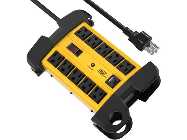 CRST Heavy Duty Power Strip with USB-C,10-Outlet Metal Surge Protector Power Strip with 6FT Cord(2800J),15A Circuit Breaker, Wall Mount, Cord...