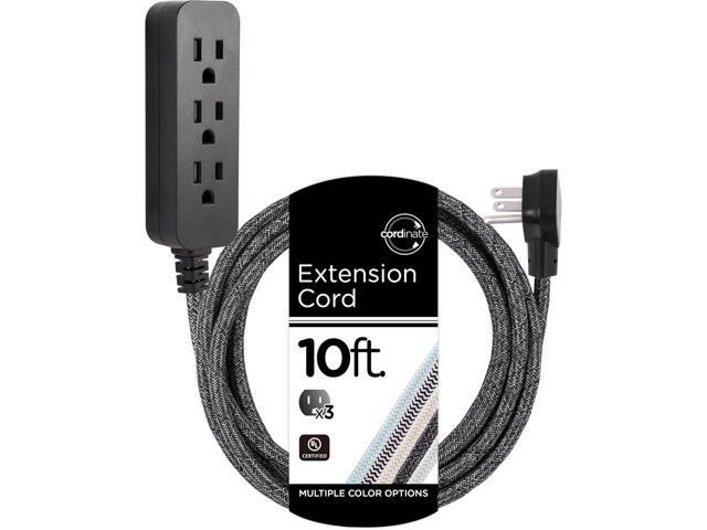 Cordinate 3 Outlet Power Strip Surge Protector Indoor Extension Cord 16 Gauge 245 Joules 10 Ft 3 Prong Braided Extension Cords Flat Extension Cord...