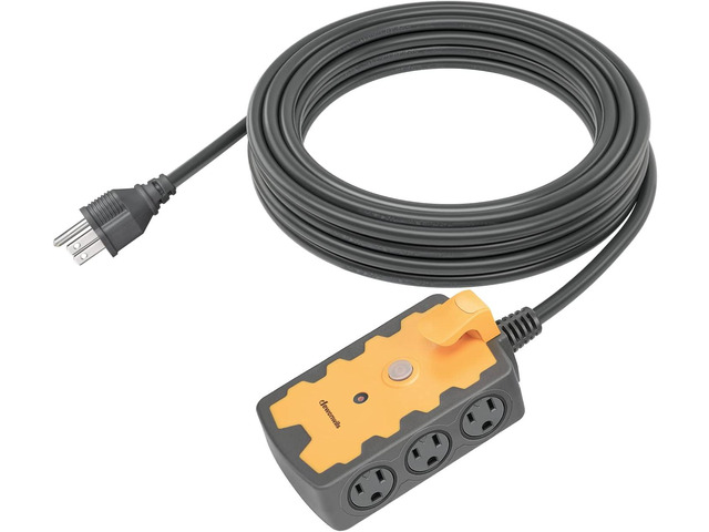 DEWENWILS 6-Outlet Heavy Duty Power Strip, 25FT Long Extension Cord, 14/3C Gauge, SJT W, 15A Circuit Breaker, Industrial Power Strip for Garage,...
