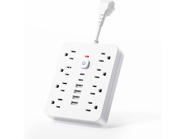 Surge Protector Power Strip - Chiefway Extension Cord with 8 AC Outlets, 6 USB Ports (2 USBC) & One-Touch Switch, Short Cord Outlet Extender, Wall...