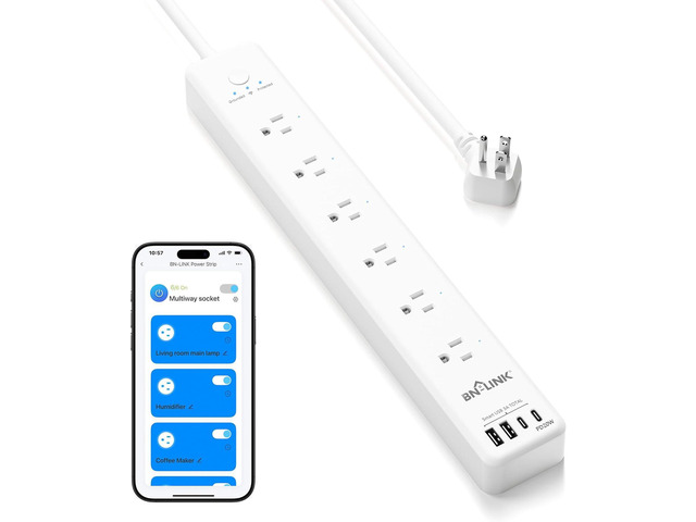 BN LINK Smart Plug Power StripSurge Protector with 6 Individually Controlled Smart Outlets, 4 USBs (incl. 20W USB-C), Compatible with Alexa and...