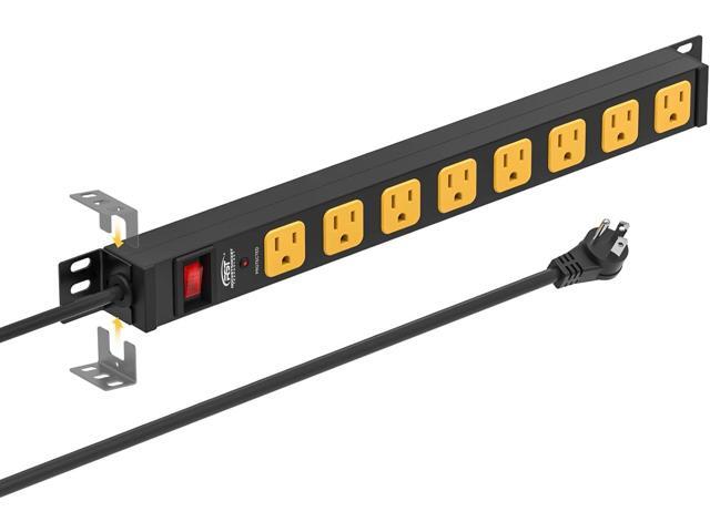 Mountable Long Power Strip, 2100 Joules Heavy Duty Surge Protector Power Strip, Slim Metal Power Bar with 6ft 14AWG Cord, 8-Outlet, ETL Listed, for...