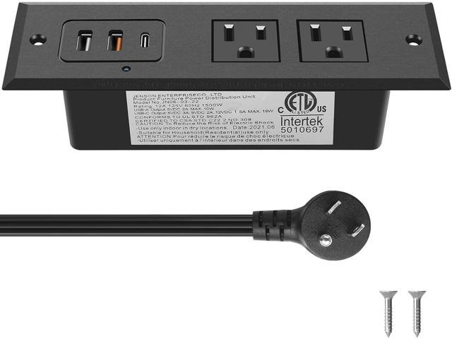 CCCEI Recessed Power Strip with 20W USB C Port, Fast Charging USB A Port Desk Outlet, Furniture Hidden Charging Station for Side Table, End Table,...