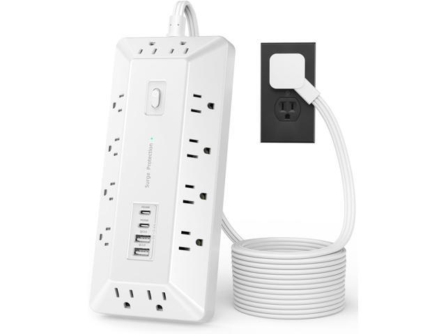 Inhwatek Surge Protector Power Strip with USB Ports (PD 20W), 6 Ft Extension Cord with Multiple Outlets, Flat Plug Outlet Extender for Home,...