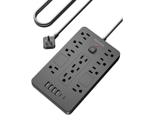Bawmwim Surge Protector Power Strip - 11 Outlets(1850W/15A) with 6 USB Ports(2 USB C), 6FT Flat Plug Extension Cord, Wall Mount, Black, ETL Listed...