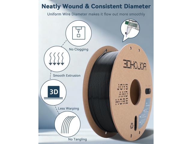 PLA Filament 1.75mm Black,3D Printing Filament,1kg Cardboard Spool (2.2lbs), Fit Most FDM 3D Printer,Dimensional Accuracy +/- 0.03 mm,Vacuum...