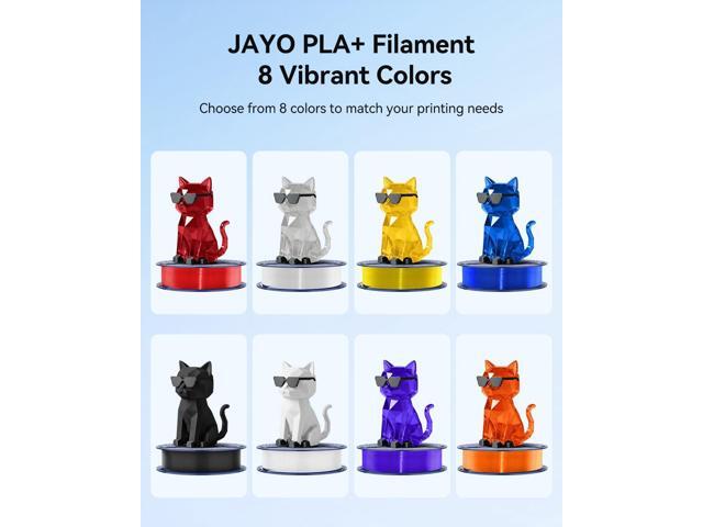 JAYO PLA+ Filament Bundle 1.75mm, 3D Printer Filament Bundle Multicolor, Individually Vacuum Packed, 250g Spool, 8 Pack, 2KG in Total,...