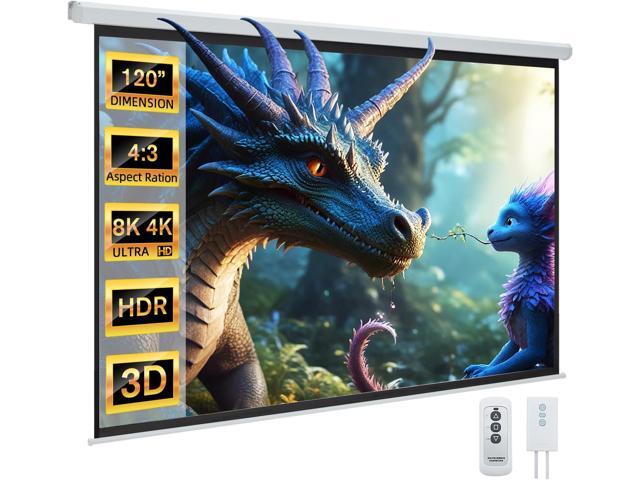 YODOLLA 120 inch Projector Screen Motorized,4:3 HD Retractable Electric Projector Screen 4K 3D Wall Mounted Ceiling Automatic Projection Screen...