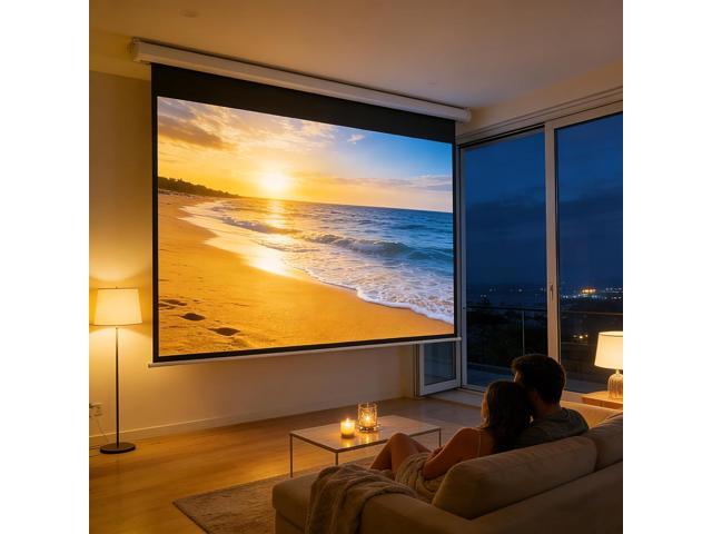 YODOLLA 120 inch Projector Screen Motorized,4:3 HD Retractable Electric Projector Screen 4K 3D Wall Mounted Ceiling Automatic Projection Screen...